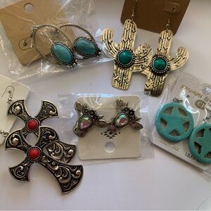 Assorted Silver and Turquoise Earrings Set